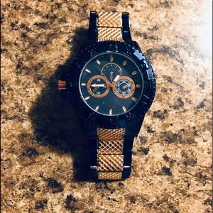 Blue gold stainless steal watch